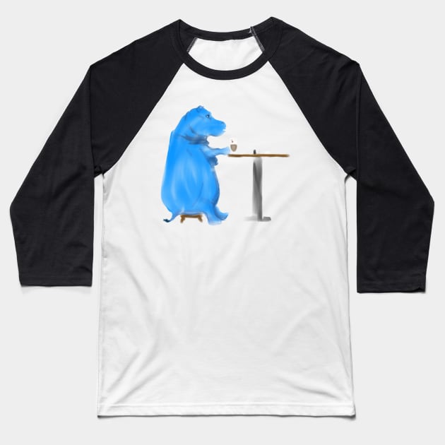 Thirsty Thirsty Hippo Baseball T-Shirt by jamacfarlane